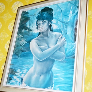 70s Vintage Picture Wood Retro Mid Century New Romantic Art