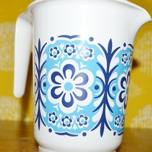 Vintage Bowl White/Blue Mixing Bowl Plastic 70s Retro Mid Century Seventies
