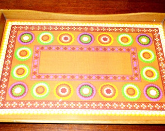 Vintage wooden tray with Formica plate 50s retro mid century rockabilly