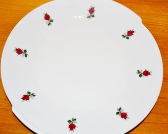 Vintage Plate by Mitterteich Rosi Keramik 50s White/Red Retro Mid Century West German Pottery