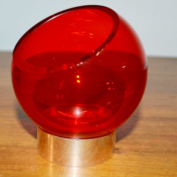 Vintage Ashtray by Quist Metal /Glasl Red/Silver 70s Ashtray Retro Mid Century Space Age