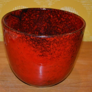 Vintage Ceramic Flower Pot Plant Pot Red 70s Retro Mid Century Space Age WGK WGP Fat Lava Seventies