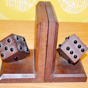 Vintage wooden bookend cube 50s retro mid century fifties bookends shabby chic country style
