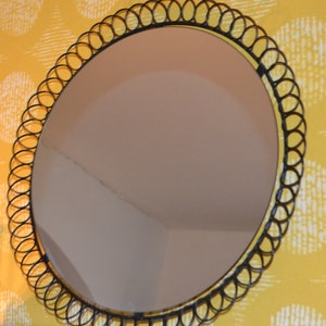 Vintage Mirror Black Metal 50s Retro Mid Century Shabby Chic Country Style