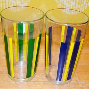 Vintage 2 juice glasses set glass glasses 50s retro design mid century vintage glass country house style shabby chic