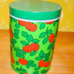 Beautiful vintage tin can from the 70s Green/Colorful Seventies Retro Mid Century Shabby Chic Country Style