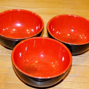 Vintage serving bowls dip bowls red/black Seventies Shabby Chic country style retro design 70s Space Age