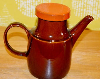 Vintage 1970s Melitta coffee pot, brown/orange, porcelain, WGP dishes, retro seventies