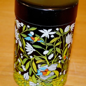 Beautiful colorful vintage tin can 70s retro mid century shabby chic country style