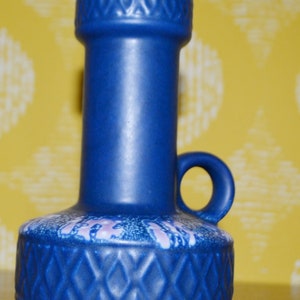 Vintage Ceramic Vase Blue Model 102/18 Danish Design 70s Retro Design Fat Lava Mid Century Space Age