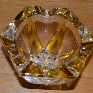 Vintage Glass Ashtray Yellow 70s Space Age Retro Mid Century Ashtray Shabby Chic Country Style