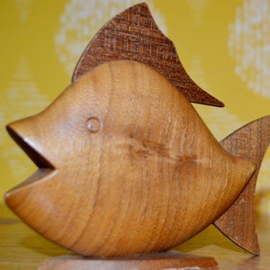 Vintage figure teak wood Danish design fish 60s retro mid century made in Denmark Fish