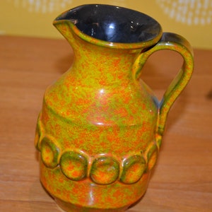 Beautiful vintage ceramic vase yellow/orange 70s Seventies Retro Design Space Age Mid Century WGK