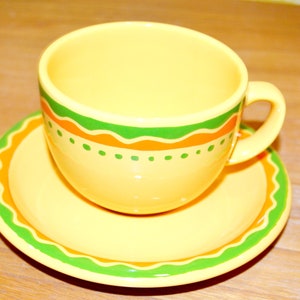 Vintage Geschirr Set Tasse von Waechtersbach /Wächtersbach  Gelb /Grün  Seventies   70er Jahre   Retro  Mid Century Shabby Chic Landhausstil