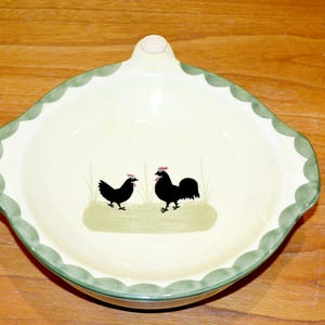 Plato calefactor de cerámica vintage para niños de Zeller Keramik Faiencerie, gallo y gallina, diseño retro de los años 70, mediados de siglo.
