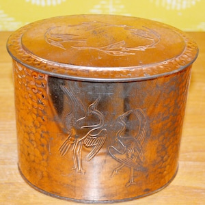 Vintage tin can 70s copper colored retro mid century shabby chic country style
