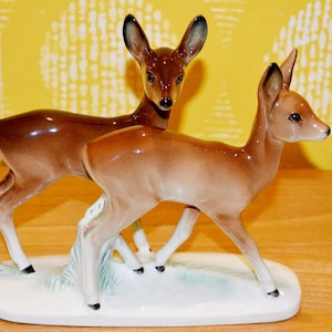 Vintage Porcelain Figures Group by Cortendorf 50s Deer Mid Century Retro Fifties Shabby Chic Country Style