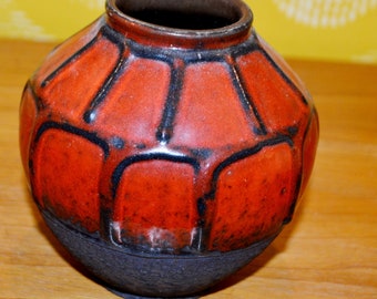 Vintage  Keramik Vase von Jasba  70er Jahre Rot/  Braun Model Retro   Mid Century Landhausstil Shabby Chic  Fat Lava  Space Age