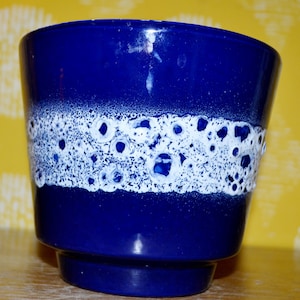 Vintage flower pot blue 70s retro design fat lava mid century plant pot space age shabby chic country style