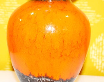 Vintage Keramik Vase  Orange   Seventies  Fat Lava   WGK 70er Jahre Rockabilly Design   Retro Design    Mid Century Space Age