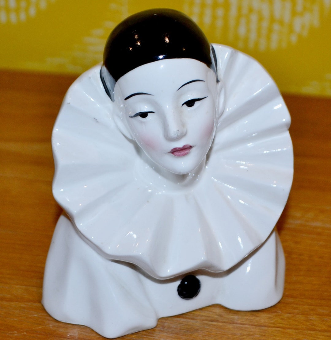 Kitsch German Vintage Ceramic Figurine/bust/white/black Retro Design 1970s Mid ...