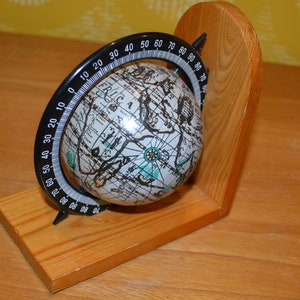 Vintage wooden bookend globe 60s vintage design mid century bookends shabby chic country house style
