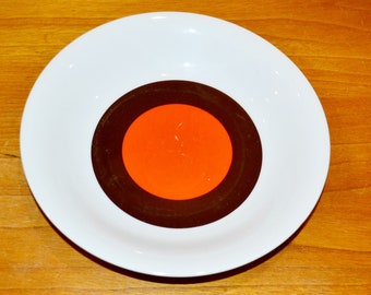 Vintage Suppenteller tiefer Teller von Winterling  70er Jahre Porzellan Weiß/Orange/braun Kreis Dekor Retro  Mid Century  Shabby Chic