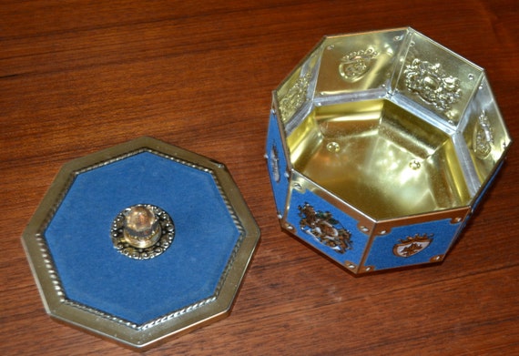 ヴィンテージブリキ缶 70年代 ブルー/ゴールドカラー レトロ スペース