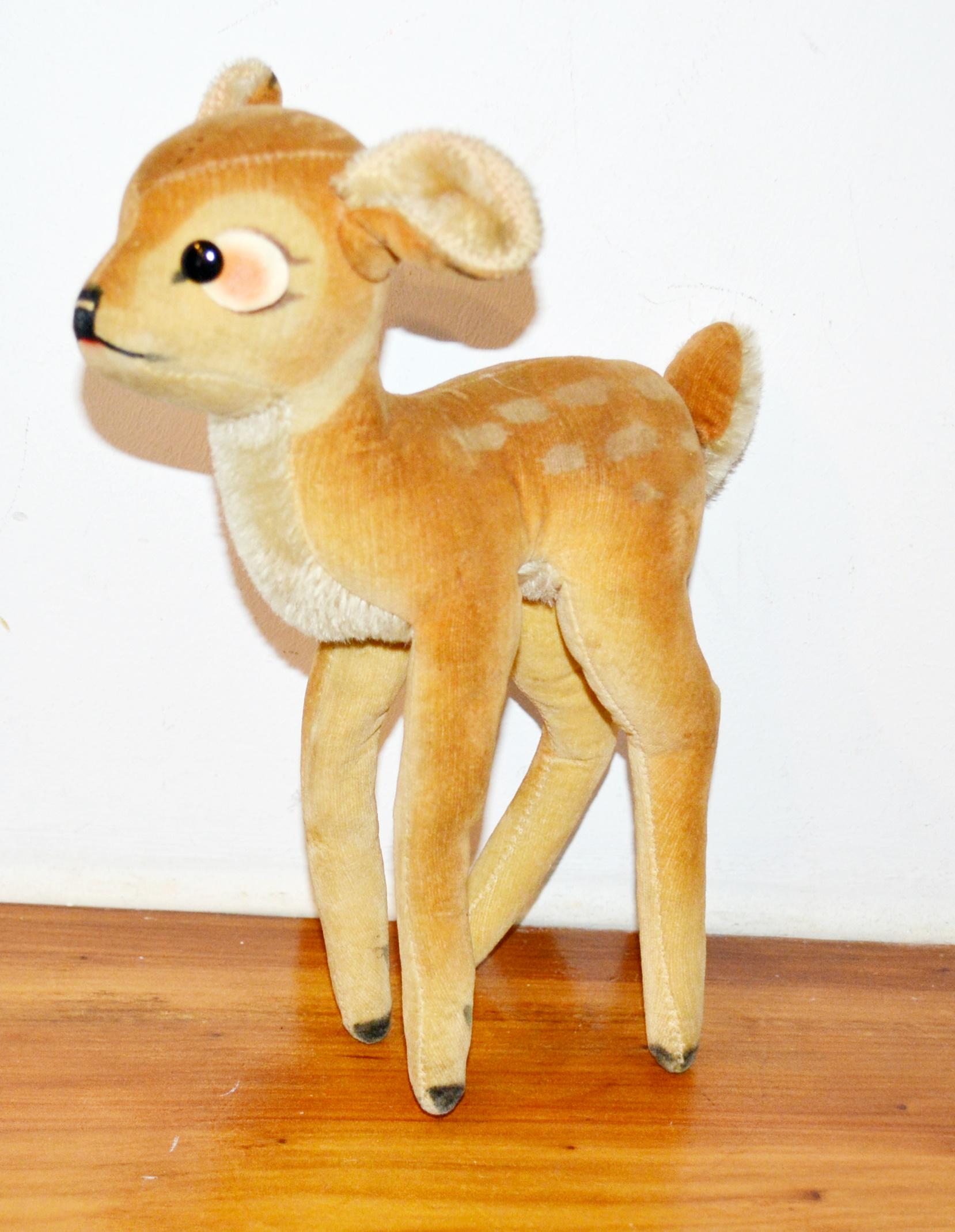 シュタイフのヴィンテージぬいぐるみ、かわいい鹿のバンビ、レトロ