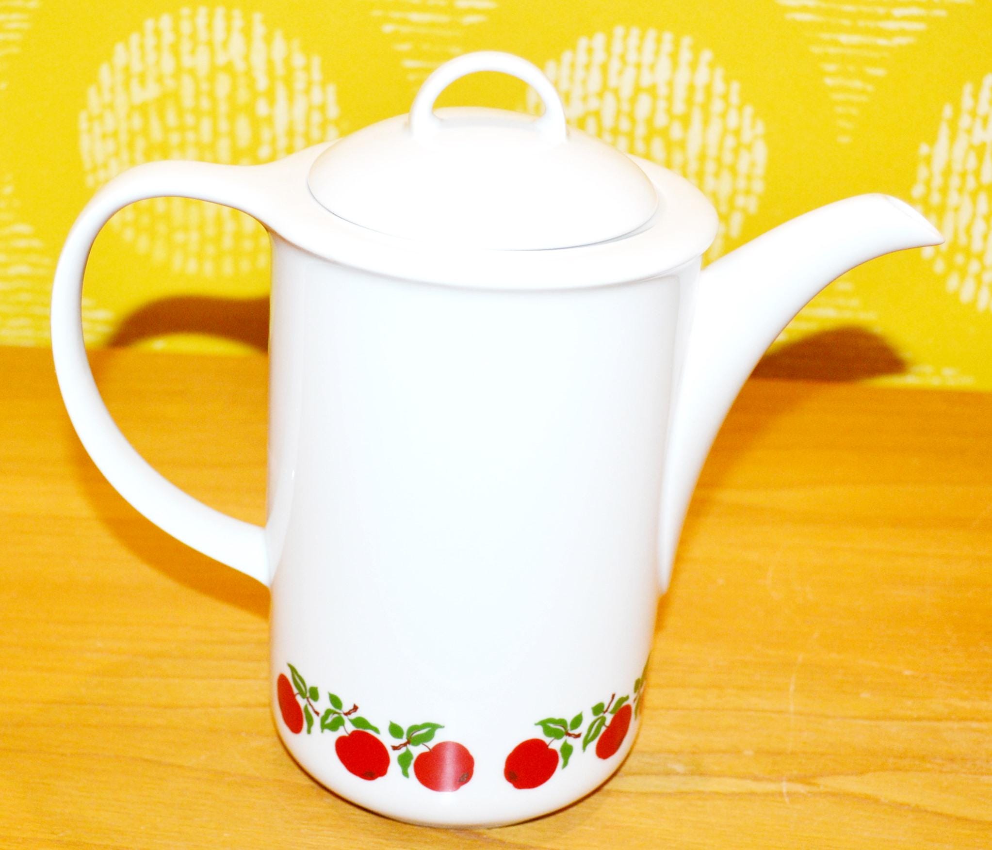 ヴィンテージコーヒーポット 白/赤陶器 70年代レトロ ミッド