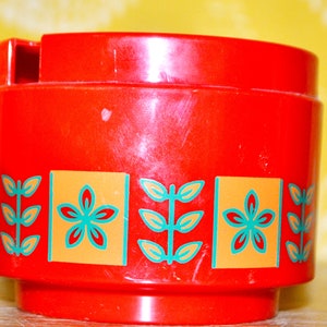 Vintage Valon Jam Jar 70s Plastic Red Retro Mid Century Seventies Shabby Chic Country Style