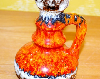 Vintage Keramik Vase    Orange  70er Jahre Seventies     Retro Design    Mid Century     Space Age