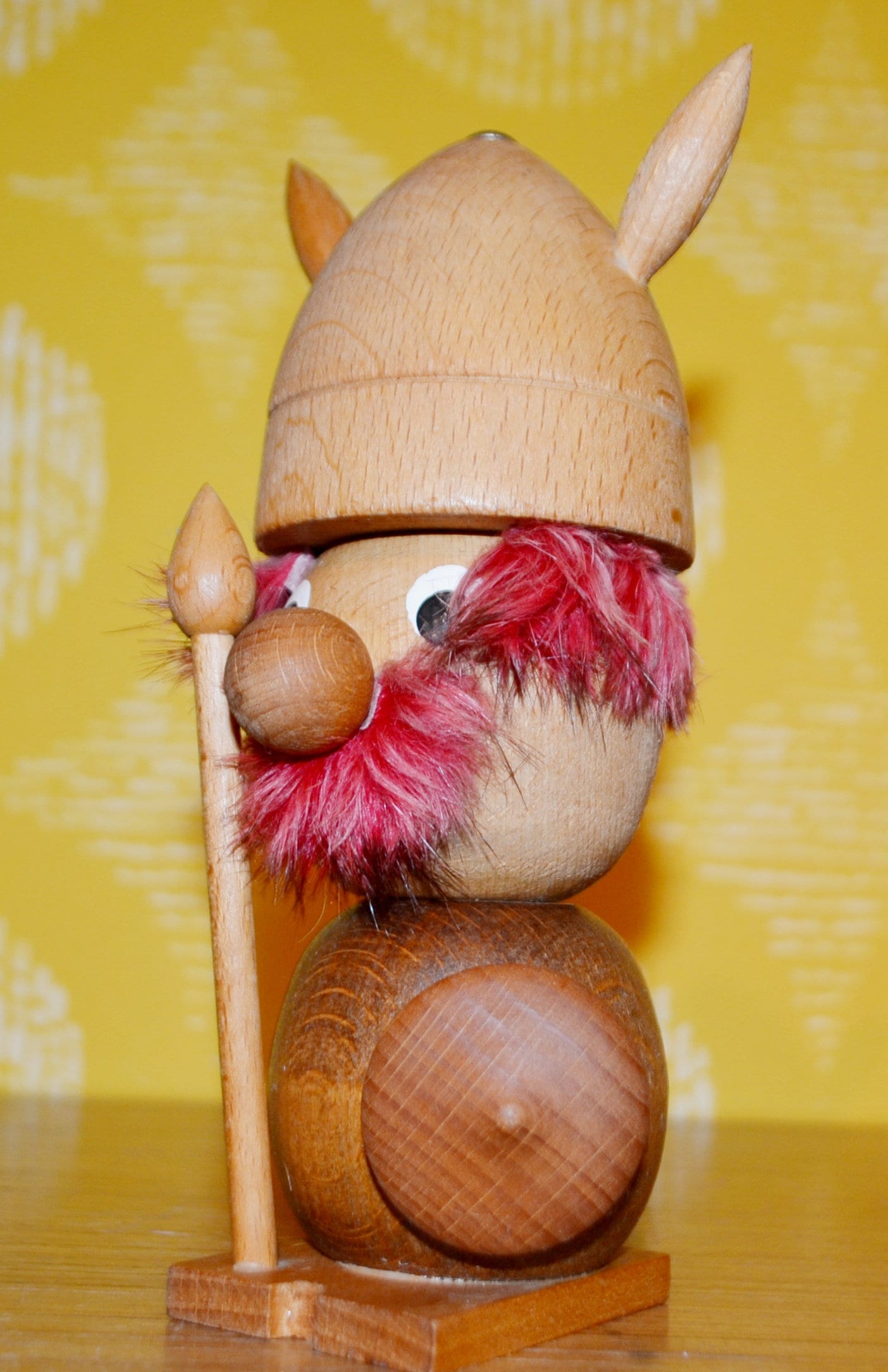 Vintage Teak Wood Viking Figurine, Danish Design, 1960s, Retro