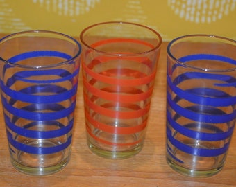 Vintage 3 SaftGläser Set Gläser 70er Jahre   Retro  Design Mid Century  Vintage Glas    Landhausstil  Shabby Chic