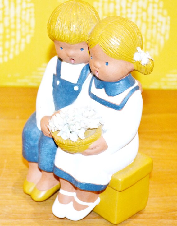 Jullarのヴィンテージ陶器フィギュア ホワイト/ブルー スペイン製 70