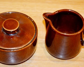 Vintage Milk & Sugar Set Heidelberg by Melitta Braun Pottery 70s Retro Mid Century Seventies WGP WGK