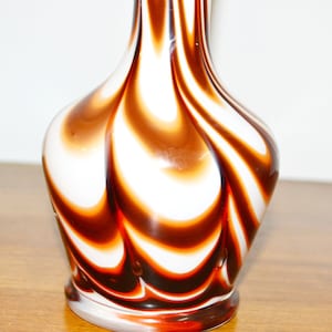 Vintage Opaline Glass Vase White/Brown 70s Retro Mid Century Seventies Made in Italy Space Age