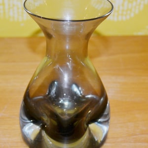 Vintage Glass Vase Brown 70s Retro Mid Century Seventies Space Age