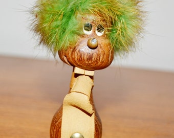 Vintage teak wood figurine, 1960s Danish design, retro mid-century, shabby chic, country style