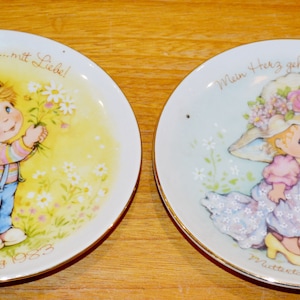 Vintage decorative plates from the 70s porcelain tableware retro mid century shabby chic country style seventies dishes plates