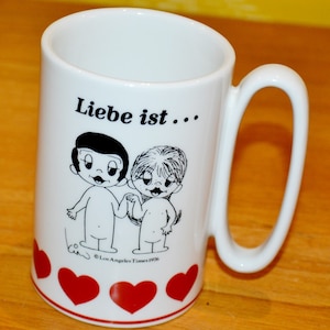 Beautiful vintage ceramic mug love is 80s retro mid century seventies WGK shabby chic country style