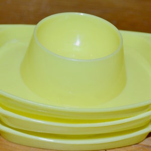 Beautiful vintage egg cups 70s egg cups plastic yellow retro mid century shabby chic country style seventies