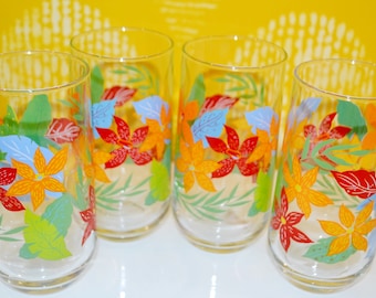 Vintage 4 Saftgläser Set Glas Gläser  70er Jahre   Retro  Design Mid Century  Vintage Glas    Landhausstil  Shabby Chic
