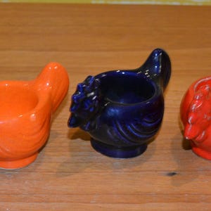 Vintage Ceramic Egg Cup Chickens Colorful 70s Seventies Egg Cups Years Retro Mid Century Shabby Chic Easter Eastern