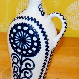 Vintage Vase 70s White/Blue Ceramic Space Age WGK WGP Retro Mid Century
