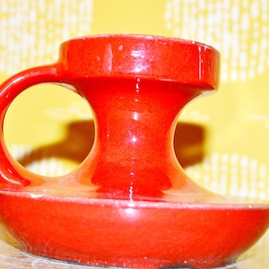 Vintage Kerzenständer Orange / Rot  70er Jahre  Keramik    Space Age    Retro  Mid Century Seventies