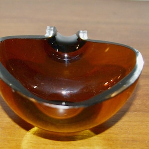 Vintage Aschenbecher Glas Braun  70er Jahre  Mid Century   Retro    Space Age Rockabilly  Ashtray