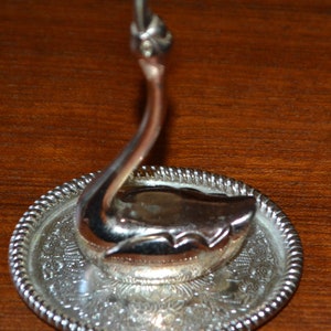 Vintage table decoration metal swan silver colored 60s retro mid century shabby chic country style swan