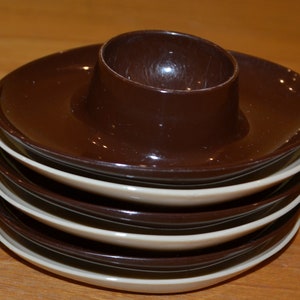 Vintage Egg Cups 70s Brown/Beige Retro Mid Century Shabby Chic Country Style Egg Cups