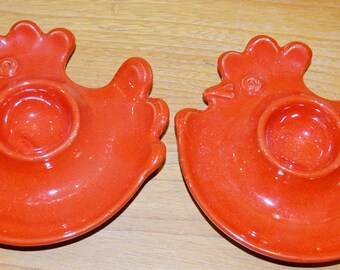 2x  Vintage Keramik  Eierbecher Rot   70er Jahre  Egg Cups  Retro  Mid Century  Shabby Chic Landhausstil Fifties